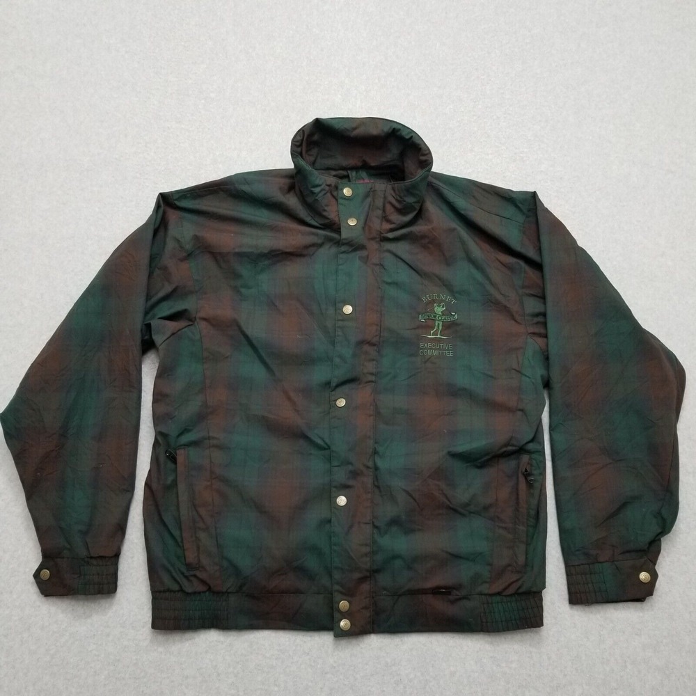 ProQuip Golf Jacket Mens XL Green Plaid Pockets Full Zip‎
